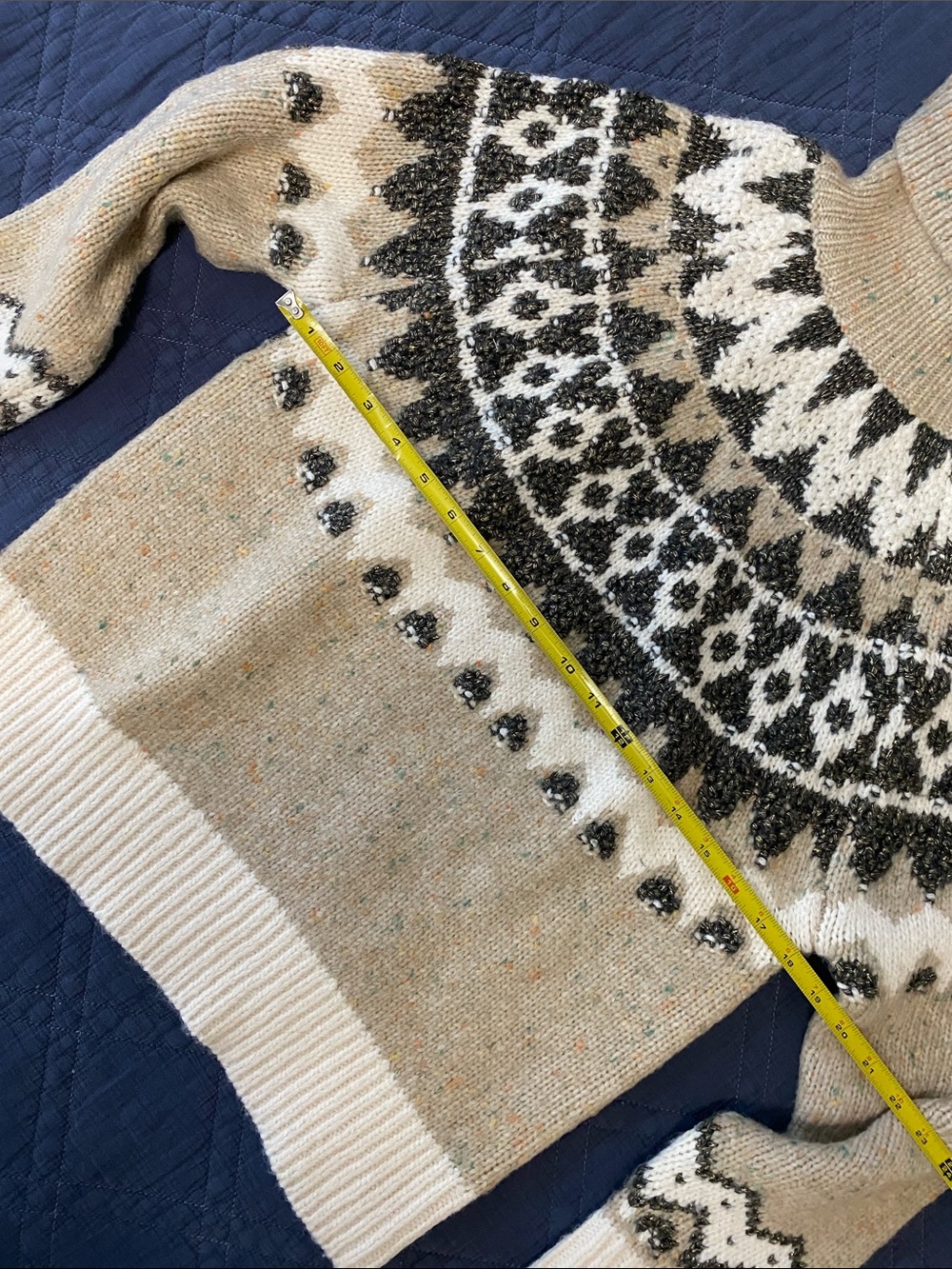 Fair Isle Turtleneck Sweater In Neutral Tones Sz S - Picture 13 of 13